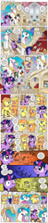 Size: 1200x5542 | Tagged: safe, artist:muffinshire, princess celestia, raven, smarty pants, star swirl the bearded, twilight sparkle, oc, oc:lemon burst, oc:orange twist, alicorn, mouse, pony, comic:twilight's first day, blacksmith, caught, comic, cute, edna krabappel, farrier, feed bag, filly, filly twilight sparkle, foal, horseshoes, inkwell, mortarboard, mud, muffinshire is trying to murder us, princess celestia's school for gifted unicorns, riding crop, slice of life, tch, the simpsons, twiabetes