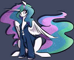 Size: 717x579 | Tagged: safe, artist:php27, artist:spaerk, princess celestia, alicorn, pony, clothes, cute, cutelestia, dark background, eye clipping through hair, female, hoodie, mare, solo