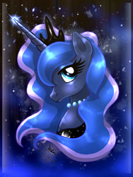 Size: 900x1200 | Tagged: safe, artist:joakaha, princess luna, alicorn, pony, female, horn, mare, portrait, solo