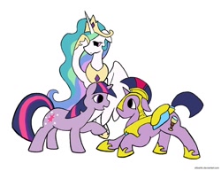 Size: 900x695 | Tagged: safe, artist:stileelits, princess celestia, twilight sparkle, alicorn, pony, fanfic art, floppy ears