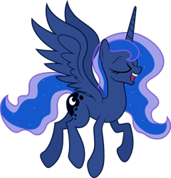 Size: 6000x6260 | Tagged: dead source, safe, artist:fehlung, artist:kp-shadowsquirrel, princess luna, alicorn, pony, .svg available, absurd resolution, eyes closed, happy, missing accessory, simple background, singing, solo, transparent background, vector