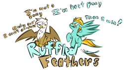 Size: 800x453 | Tagged: safe, artist:cider, derpibooru import, gilda, lightning dust, griffon, gildust, ruffled feathers, tumblr