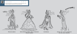 Size: 1280x571 | Tagged: safe, artist:egophiliac, princess luna, clothes, design, dress, humanized, monochrome