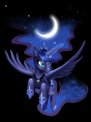 Size: 950x1267 | Tagged: safe, artist:misswish, princess luna, alicorn, pony, female, horn, mare, moon, solo