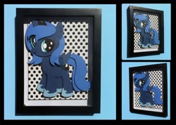 Size: 1060x753 | Tagged: safe, artist:the-paper-pony, princess luna, pony, custom, filly, irl, papercraft, photo, shadowbox, solo, woona, younger