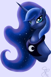 Size: 1500x2250 | Tagged: safe, artist:steveskunk, princess luna, alicorn, pony, bust, simple background, solo