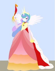 Size: 778x1020 | Tagged: safe, artist:senwyn1, philomena, princess celestia, human, breasts, clothes, colored skin, delicious flat chest, dress, flatchestia, gala dress, humanized, simple background