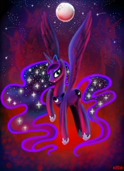 Size: 1642x2272 | Tagged: safe, artist:kaliptro, princess luna, alicorn, pony, female, horn, mare, moon, solo