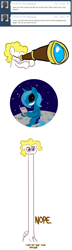 Size: 800x2763 | Tagged: safe, artist:willdrawforfood1, princess luna, surprise, alicorn, pony, g1, ask, ask surprise, black sclera, g1 to g4, game boy, generation leap, loony luna, moon, nope, nope.avi, telescope, tumblr