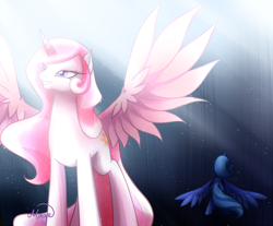 Size: 1120x929 | Tagged: safe, artist:lethalauroramage, princess celestia, princess luna, alicorn, pony, pink-mane celestia, younger