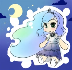 Size: 517x504 | Tagged: dead source, safe, princess luna, chibi, humanized, solo