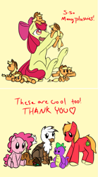 Size: 641x1156 | Tagged: safe, artist:nessia, derpibooru import, apple bloom, applejack, big macintosh, gilda, pinkie pie, spike, dragon, earth pony, griffon, pony, ask, male, plushie, spike plushie, stallion, this apple bloom, tumblr