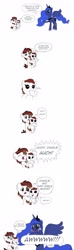 Size: 900x3056 | Tagged: safe, artist:doublewbrothers, pipsqueak, princess luna, alicorn, pony, baby, baby pony, charlie bit me, comic, cute, dialogue, foal, spanish, translation