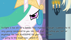 Size: 800x448 | Tagged: safe, princess celestia, alicorn, pony, bottle, insane pony thread, solo, to the moon