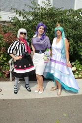 Size: 683x1024 | Tagged: safe, artist:phd cosplay, photo finish, princess celestia, rarity, human, cosplay, irl, irl human, photo