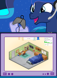 Size: 563x769 | Tagged: safe, princess luna, alicorn, pony, exploitable meme, game dev, game dev tycoon, game development, gamer luna, gamer meme, meme, obligatory pony, pc game, tv meme