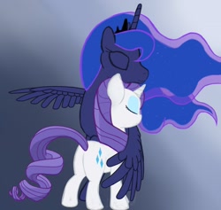 Size: 1756x1666 | Tagged: safe, artist:stillwaterspony, princess luna, alicorn, pony, female, hug, lesbian, rariluna, shipping, winghug