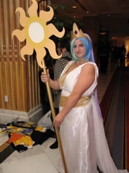 Size: 487x650 | Tagged: safe, artist:sakura-kagurazaka, princess celestia, human, 2012, convention, cosplay, irl, irl human, katsucon, photo, scepter, solo, staff