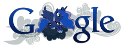 Size: 1800x700 | Tagged: safe, artist:thepatrollpl, princess luna, alicorn, pony, cloud, cloudy, google, logo, simple background, solo, theme, transparent background, vector