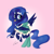 Size: 1024x1024 | Tagged: dead source, safe, artist:fikakorv, princess luna, alicorn, pony, clothes, cookie, dress, solo, stockings