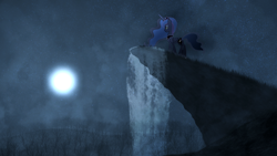 Size: 1920x1080 | Tagged: safe, artist:jamey4, princess luna, alicorn, pony, cliff, full moon, moon, solo, vector, wallpaper