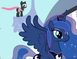 Size: 650x500 | Tagged: safe, princess luna, oc, oc:fluffle puff, alicorn, pony, ninja, tumblr, tumblr:ask fluffle puff