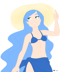 Size: 6000x7229 | Tagged: safe, artist:megasweet, artist:silveralchemistpony, princess luna, absurd resolution, breasts, delicious flat chest, female, flatuna, humanized, sarong, simple background, solo, transparent background, vector