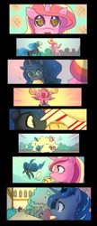 Size: 520x1200 | Tagged: safe, artist:bakki, princess cadance, princess luna, oc, oc:mirror gleam, alicorn, pony, bread, comic, disguised baby changeling