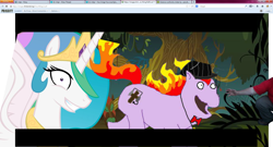 Size: 1920x1040 | Tagged: safe, screencap, princess celestia, oc, alicorn, pony, /mlp/, 4chan, clarence, cross, princess molestia, religion, wat