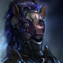 Size: 1024x1024 | Tagged: safe, artist:bloodrizer, princess luna, alicorn, pony, armor, portrait, semi-realistic, solo