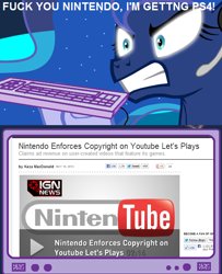 Size: 562x692 | Tagged: safe, princess luna, alicorn, pony, angry, exploitable meme, gamer luna, gamer meme, nintendo, vulgar