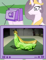 Size: 462x600 | Tagged: safe, princess celestia, alicorn, pony, banana, exploitable meme, meme, obligatory pony, princess molestia, steins;gate, tv meme