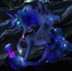 Size: 600x594 | Tagged: safe, artist:mylittlegodzilla, princess luna, alicorn, pony, female, horn, mare, simple background, solo