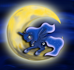 Size: 1168x1108 | Tagged: safe, artist:skystarr, princess luna, alicorn, pony, female, horn, mare, moon, solo