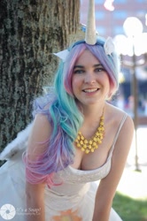 Size: 638x960 | Tagged: safe, artist:lochlan o'neil, princess celestia, human, cleavage, cosplay, female, irl, irl human, necklace, photo, solo