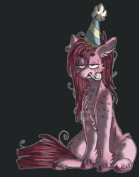 Size: 768x975 | Tagged: safe, artist:wanderingpegasus, pinkie pie, earth pony, pony, chest fluff, female, hat, hooves, mare, party hat, pinkamena diane pie, simple background, solo