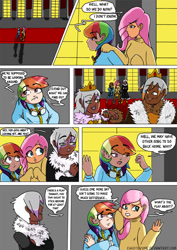 Size: 752x1063 | Tagged: safe, artist:chaoticyume, derpibooru import, fluttershy, gilda, rainbow dash, human, comic, humanized, light skin, moderate dark skin