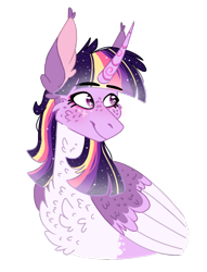 Size: 586x768 | Tagged: safe, artist:wanderingpegasus, twilight sparkle, twilight sparkle (alicorn), alicorn, pony, chest fluff, female, mare, redesign, simple background, smiling, solo, transparent background