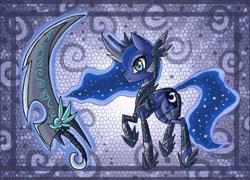 Size: 1179x849 | Tagged: safe, artist:raptor007, princess luna, alicorn, pony, armor, solo, sword