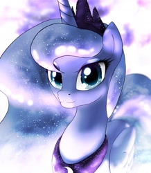 Size: 1750x2004 | Tagged: safe, artist:yoka-the-changeling, princess luna, alicorn, pony, bust, smiling, solo