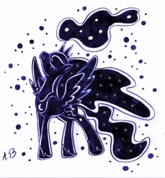 Size: 1557x1683 | Tagged: safe, artist:rossmaniteanzu, princess luna, alicorn, pony, female, horn, mare, night, solo