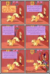 Size: 3254x4837 | Tagged: safe, artist:gutovi, applejack, twilight sparkle, twilight sparkle (alicorn), alicorn, earth pony, pony, comic:why me!?, absurd resolution, comic, dirty talk, freckles, golden oaks library, i am an adult, i need an adult, implied twijack, the ass was fat