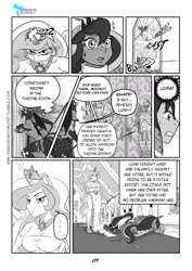 Size: 1024x1448 | Tagged: safe, artist:blazewingsthunder, artist:heimobauss, artist:pia-sama, princess celestia, princess luna, oc, anthro, comic:rogue diamond, comic, gun, monochrome, rifle, xm8