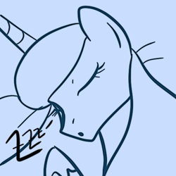 Size: 500x500 | Tagged: safe, artist:zombiecollie, princess luna, alicorn, pony, ask, ask lusty luna, lusty luna, monochrome, sleeping, solo, tumblr, zzz