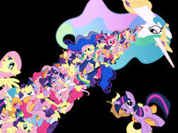 Size: 480x360 | Tagged: safe, applejack, derpy hooves, fluttershy, pinkie pie, princess celestia, princess luna, rainbow dash, rarity, twilight sparkle, alicorn, earth pony, pegasus, pony, unicorn, female, mare, youtube