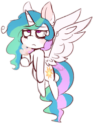 Size: 557x737 | Tagged: safe, artist:urbanqhoul, princess celestia, alicorn, pony, bags under eyes, coffee, ear fluff, female, hoof hold, looking up, mare, messy mane, mug, simple background, solo, spread wings, transparent background, wings