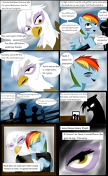 Size: 2968x4833 | Tagged: safe, artist:mad-mutt, derpibooru import, gilda, rainbow dash, griffon, pegasus, pony, comic, filly, flashback, past, young, younger