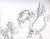 Size: 1642x1278 | Tagged: safe, artist:crystalitar, discord, princess celestia, alicorn, pony, monochrome, traditional art