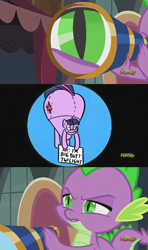 Size: 356x600 | Tagged: safe, edit, edited screencap, screencap, spike, dragon, princess spike (episode), balloon, comic, large butt, male, meme, reference, screencap comic, telescope, the simpsons, weather balloon