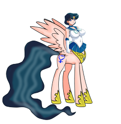 Size: 3171x3234 | Tagged: safe, edit, princess celestia, centaur, sailor mercury, sailor moon, solo